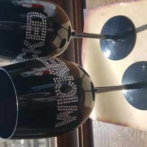 Wine glasses bedazzled with crystals says wicked witchy